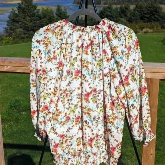 Alex & Lili Peasant Type Long-Sleeved Blouse Floral Top - Size Small - Picture 2 of 7